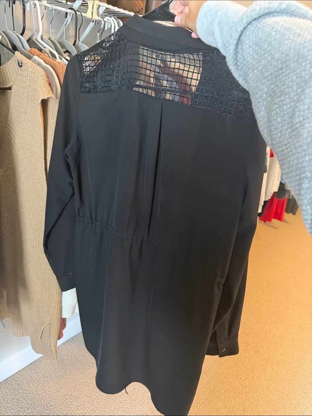 LOFT Black Longline Dress with Tie